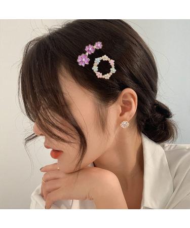 7Pcs Rhinestone Flower Hair Clips and Heart Shape Pins Set for Women - MGPFERD Girl Bangs Clips Hair Accessories - Buy Online on GoSupps.com