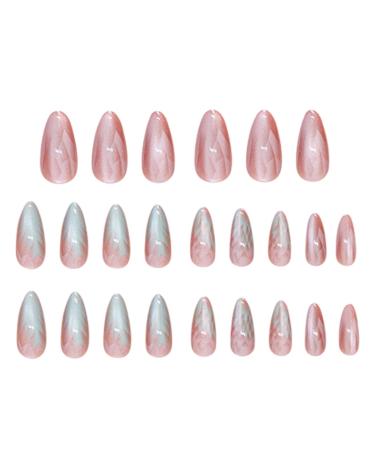 Lencyh Medium Press On Nails Medium False Nails Ombre | Almond 12 Sizes Cat Eye Artificial Press On Nails Includes Nail File For Woman