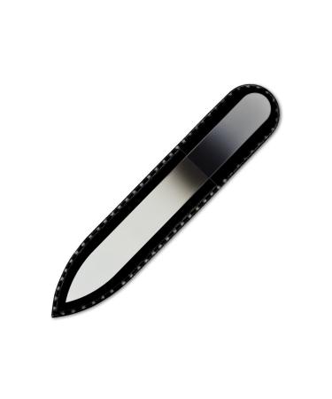 Mont Bleu Small Colour Crystal Nail File in Black Velvet Pouch | Genuine Czech Tempered Glass Lifetime Guaranty Hand Made in Czech Republic 1 piece White Black