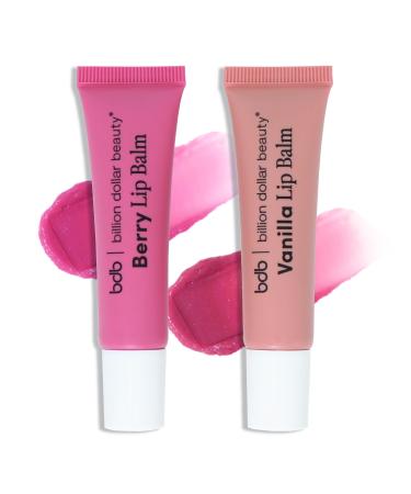 bdb Lip Balm: Berry and Vanilla - Tinted & Hydrating Sheer Color Non-Sticky 2-Pack