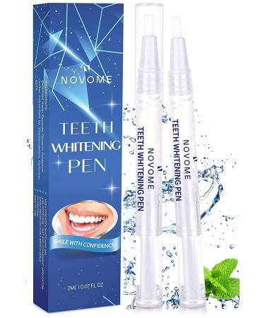 NOVOME Teeth Whitening Pen-2 Pcs  Effective & Painless Tooth Whitening for Teeth Bright White  NOVOME Teeth Whitening Gel with No Sensitivity  Easy to Use  Fast Whitening  Travel-Friendly  Mint Flavor