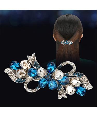 EMZHOLE Royal Blue Flower Bow Crystal Hair Barrette | Hairpin Hair Accessory - Buy Online on GoSupps.com
