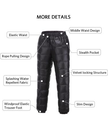 Shop Tapasimm Ultra-Light Goose Down Snow Pants for Men & Women - Winter Warmth Compression XXL Black - Buy Online on GoSupps.com