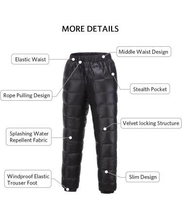 Tapasimme Men's Winter Down Pants | High Waisted Snow Trousers | Small Cargo Black - Buy Online on GoSupps.com