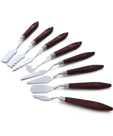 8 Pack Stainless Steel Painting Knife Set with Wood Handle - Professional Palette Knives Spatula for Oil Paint Canvas Artists Beginners - Buy Online on GoSupps.com