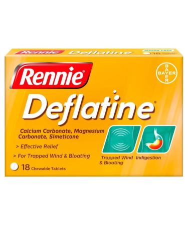Rennie Deflatine Trapped Wind & Bloatedness Relief Tablets sugar free mint 18 tablets
