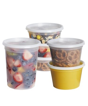 Comfy Package 16 oz. Crystal Clear Plastic Cups With Flat Lids [100 Sets] 
