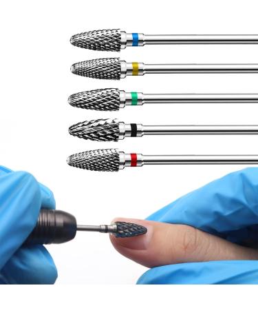 5pcs Tungsten Nail Drill Bits Set for Acrylic Nails 3/32