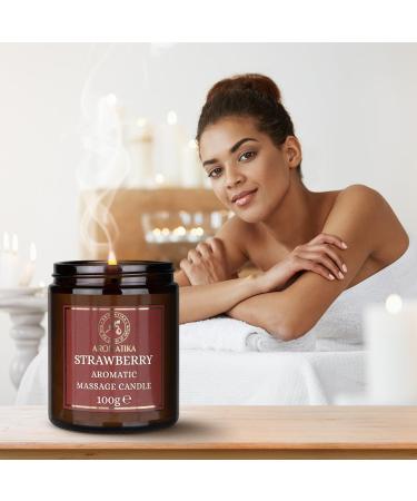 Strawberry Massage Candle 100g - Soy Wax Aromatherapy Candle with Coconut & Almond Oil | Relaxation & Body Care - Buy Online on GoSupps.com
