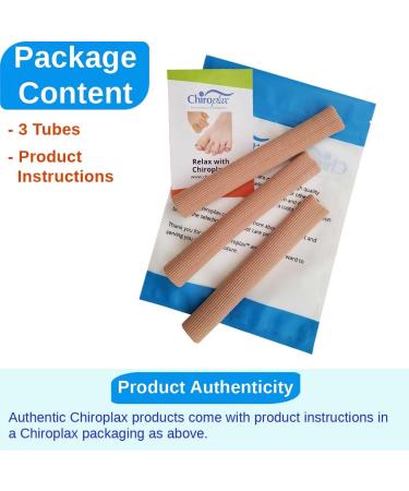 Chiroplax Toe Tubes Sleeves Protectors (3 Pack Large) | Fabric & Gel Lining | Bunion Hammer Toe Callus Corn Blister Relief - Buy Online on GoSupps.com