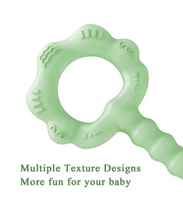 WHOZU Silicone Baby Teether Rattle Toy for Infants 0-18 Months | Soft and Flexible Teething Toy for Boys and Girls - Green - Buy Online on GoSupps.com
