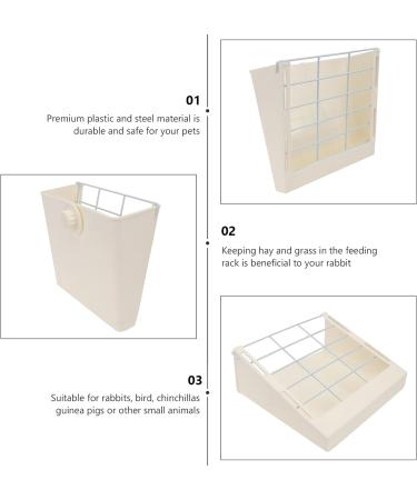 POPETPOP Rabbit Hay Rack Feeder for Bunny Guinea Pigs and Chinchillas Minimize Waste and with Hanging Alfalfa Hay Dispenser for Cage Beige - Buy Online on GoSupps.com