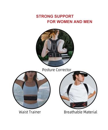 Back Brace Posture Corrector for Men & Women - Pain Relief & Posture Support with Metal Splints - Adjustable Straps Waist Trainer for Spine Alignment - Lumbar & Hunchback Straightener - Buy Online on GoSupps.com
