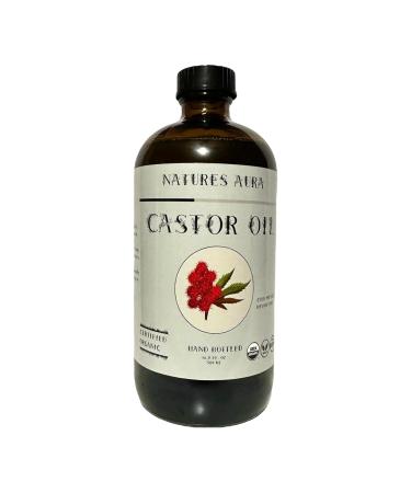 Natures Aura Organic Castor Oil 16.9 Oz | Cold Pressed Hexane-Free USDA Approved | Free Mascara Wands Included - Buy Online on GoSupps.com