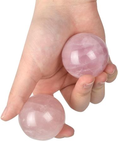 Juanxian Rose Quartz Massage Balls - 4 cm Fitness & Acupoint Massage Set (2 Pieces) | Gift Box Included | Muscle Stretching & Health Care Tools - Buy Online on GoSupps.com