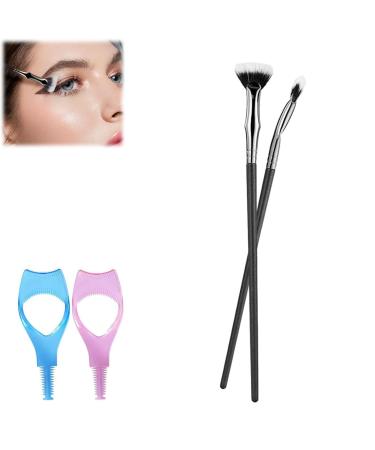GDSAFS Folding Angle Scalloped Lash Brush 2024 New Mascara Fan Brush Multifunctional Angled Eyelash Brush Lash Wand Brush Makeup Tool (2PCS)
