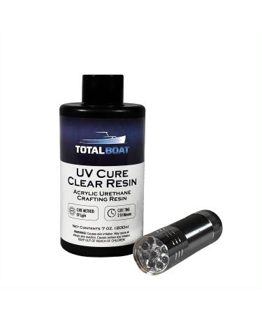 TotalBoat 200g UV Cure Clear Acrylic Resin with UV Flashlight for Resin Curing - Kit for DIY Jewelry Making  Small Resin Crafts  and Protective Coating
