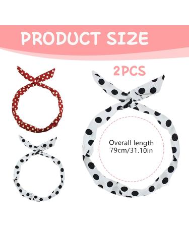Wired Headband for Women Girls 2 Pieces Red and White Polka Dot Headbands Retro 1940s Headscarf Vintage Twist Bow Wire Headbands Headwrap Hair Accessories (Red & White One Size) Red & White One Size - Buy Online on GoSupps.com