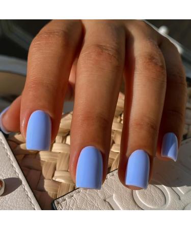 JUSTOTRY 24 Pieces Solid Color Square Nails for Sticking on Short Glossy Sky Blue Press on Nails Pretty Artificial Nails Fake Nails Square Fingernails Artificial Nails Medium for Women blue& solid1 - Buy Online on GoSupps.com