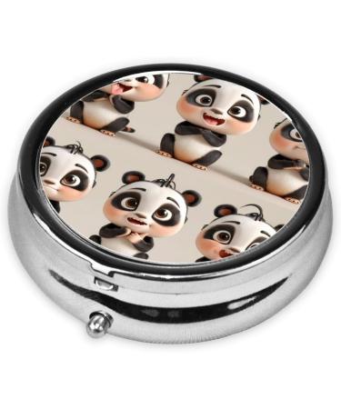 Buy Six Little Pandas Portable Metal Pill Box | Round Mini 3-Compartment Design for Travel & Small Pills - Buy Online on GoSupps.com