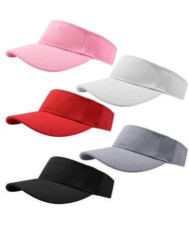 Marrywindix 5 Pieces Sport Wear Athletic Visor Sun Sports Visor Hat Visor Adjustable Cap for Women and Men