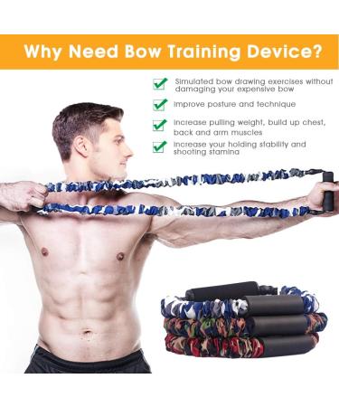 Archery Bow Trainer with 50LB Resistance Bands for Strength Training - Blue Camouflage, Ideal for Beginners to Experts - Buy Online on GoSupps.com
