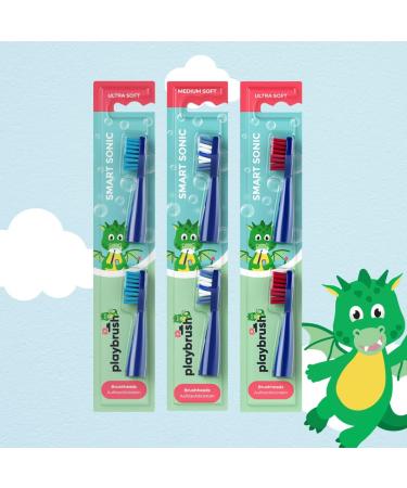 Playbrush Ultra Soft 2 Heads for Kids Sonic Electric Toothbrush - Blue - Buy Online on GoSupps.com