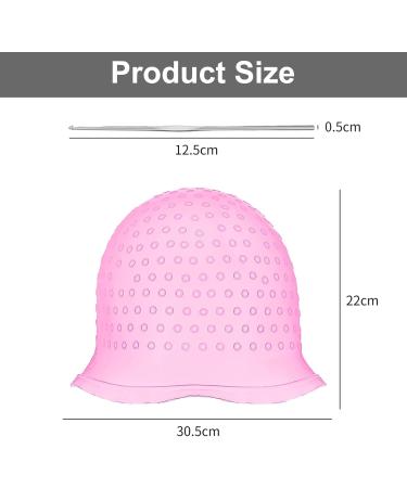 Hair Extension Cap Set Silicone Hair Dye Cap with Metal Crochet Soft and Durable Easy to Clean Suitable for Women and Girls 2 Pieces (Pink/White) - Buy Online on GoSupps.com