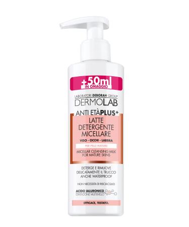 Dermolab Micellare Antiage Plus facial cleansing milk for mature skin with hyaluronic acid pool deeply cleanses and minimizes wrinkles dermatologically tested 200 ml