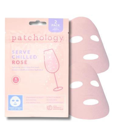 Patchology Serve Chilled Ros Facial Sheet Mask - Hydrating Skin Care Treatment Soothing Face Mask with Hyaluronic Acid Skin Care Mask for Glowing Skin Self Care Spa Treatment - 2 Pair