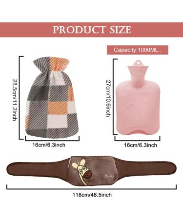 Soft Plush Hot Water Bottle with Cover for Neck, Shoulder, Back, Legs - Hand Waist Warmer - Buy Online on GoSupps.com