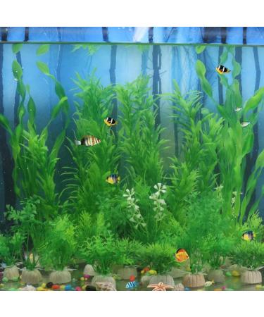 Ctpeng 23-Piece Artificial Aquarium Plants - Green & White Plastic Aquarium Decoration for International Shipping - Buy Online on GoSupps.com