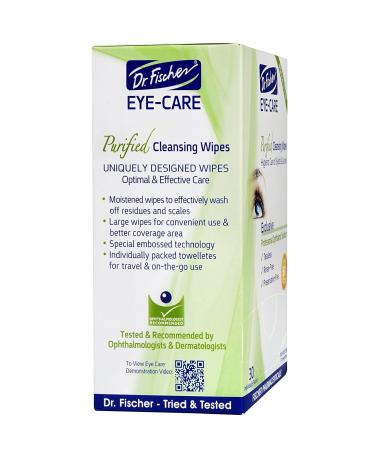 Dr. Fischer Premium Hypoallergenic Eyelid Wipes - 30 Pre-Moistened Cleansing Wipes for Gentle Makeup Removal - Buy Online on GoSupps.com