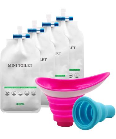 Pee Bags, Portable Female Urinal Device, Stand to Pee, Emergency Funnel Toilet Urine Bags for Women Men Children Kids Patients. Portable urinals for Traveling. Kids Travel Pee Bag Pink