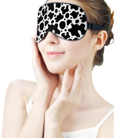 White Milk Cow Print Sleep Mask for Women | Adjustable Eye Shades & Elastic Strap - Buy Online on GoSupps.com