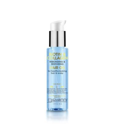 GIOVANNI  Biotin & Collagen Hair Oil - Rebonding & Restoring  Vegan  Cruelty-Free  Infused with Natural Botanical Ingredients  Salon-Quality  For Healthy-Looking Hair & Scalp - 1.9 Oz