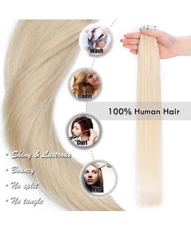 Elailite Invisible Tape Hair Extensions - 20 Pieces Remy Real Human Hair 45cm 50g #70 Bleached White - Buy Online on GoSupps.com