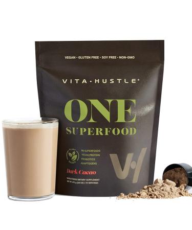 VitaHustle ONE Superfood Plant Based Protein Powder Chocolate, 20G Vegan Protein Meal Replacement Shake, 86 Superfoods, Ashwagandha, Super Greens, Probiotics, Gluten Free, Dairy Free, No Added Sugar (Chocolate Cacao)