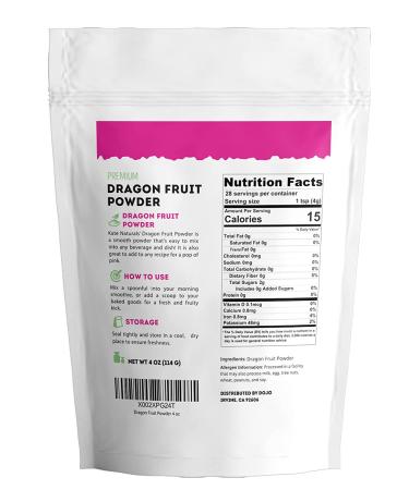 Kate Naturals Dragon Fruit Powder (4oz) - Vegan & Gluten-Free Pitaya Powder for Baking, Smoothies & Food Coloring - Buy Online on GoSupps.com