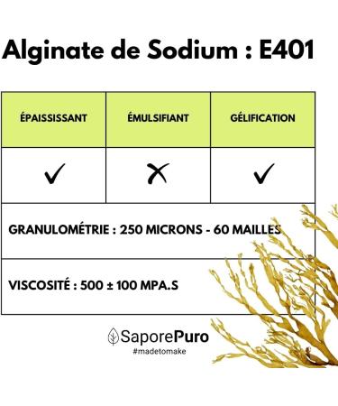 SaporePuro Alginate de Sodium en poudre 200 g paississant G lifiant et Stabilisant Alimentaire Id al pour la Cuisine Mol culaire Sans Gluten - Buy Online on GoSupps.com