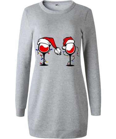 Women's Christmas Hoodie Sweatshirt - Cartoon Sexy Party Dress Tops for Autumn/Winter - XL Gray - Buy Online on GoSupps.com