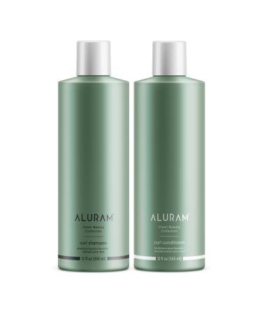 ALURAM Coconut Water Based Curly Hair Clarifying Shampoo and Conditioner - Color Safe Lightweight Formula for Medium to Course Hair - Sulfate & Paraben Free 12 Fl Oz