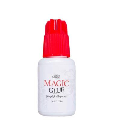 Amber Lash Magic Glue, Eyelash Extension Glue for Professional Beauty Salon Use, 6 Weeks Bonding Strength, Strong Bonding Power, Low Fume Mild Sensitivity, Black Adhesive, 1~2 Seconds Dry (5 ml)