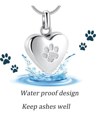 Paw Print Pet Heart Urn Necklace - Memorial Keepsake Jewelry for Pet Ashes - Buy Online on GoSupps.com