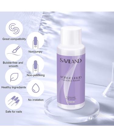Saviland 4 oz Acrylic Liquid for Professional Acrylic Nail System - Non-Yellowing, Low Odor Nail Supplies for Salon and Home DIY - A2-Acrylic Liquid 4oz - Buy Online on GoSupps.com
