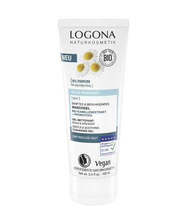 LOGONA Naturkosmetik LOGONA Naturkosmetik PUR Gentle and Soothing Cleansing Gel with Organic Chamomile Extract and Probiotics pH Neutral Cleansing Gel for Sensitive Skin Pure Facial Skin 100ml