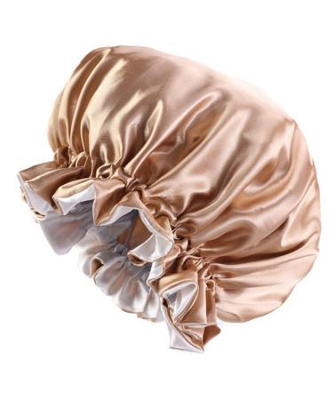 Solid Color Silky Satin Bonnet Cap Bonnets for Women Silky Bonnet for Curly Hair Women Hair Wrap for Sleeping Double Layers Khaki
