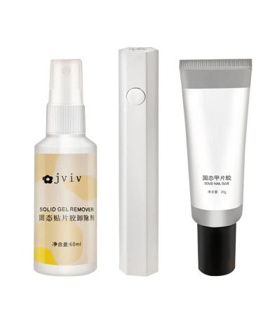Solid Glue Nail Wearing Gel Nail Kit with UV Rays 3 Solid Glues for Nail Polish UV Nail Glue Kit Solid Gel for Nails Long-Lasting Easy to Apply to Nail Salon