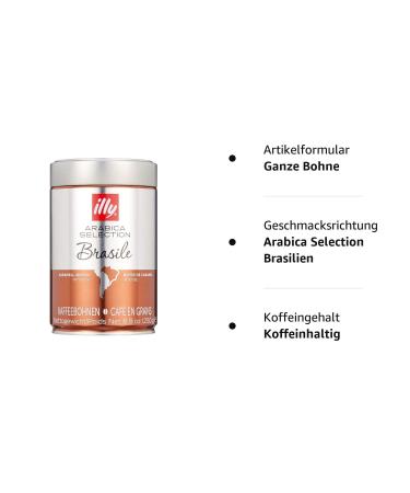 illy Coffee Beans to Grind - Arabica Selection Brazil 250g Can | Premium Italian Coffee - Buy Online on GoSupps.com