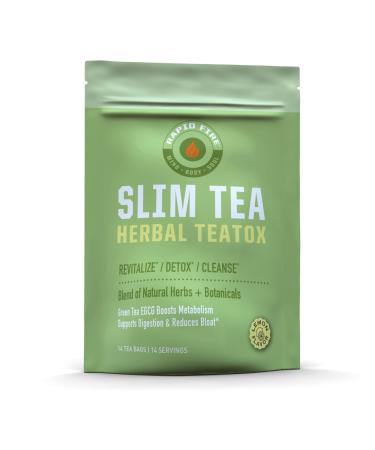 RAPIDFIRE SlimTea 14 Day Herbal Teatox Matcha Tea Real Lemon Flavor 14 Tea Bags